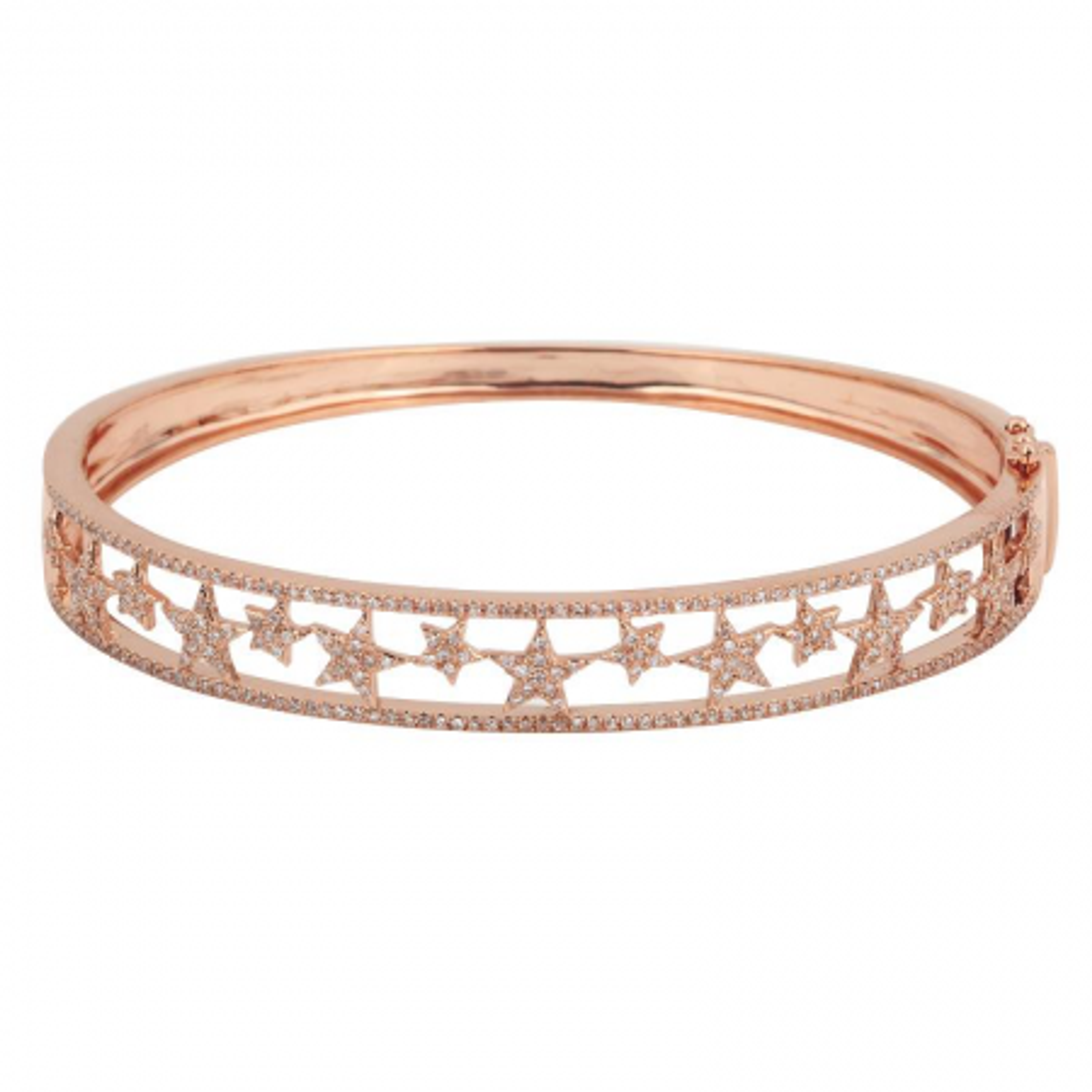 14k Rose Gold 8mm Star Diamond Bangle 7" .58 CTW 14k Rose Gold 8mm Star Diamond Bangle 7" .58 CTW