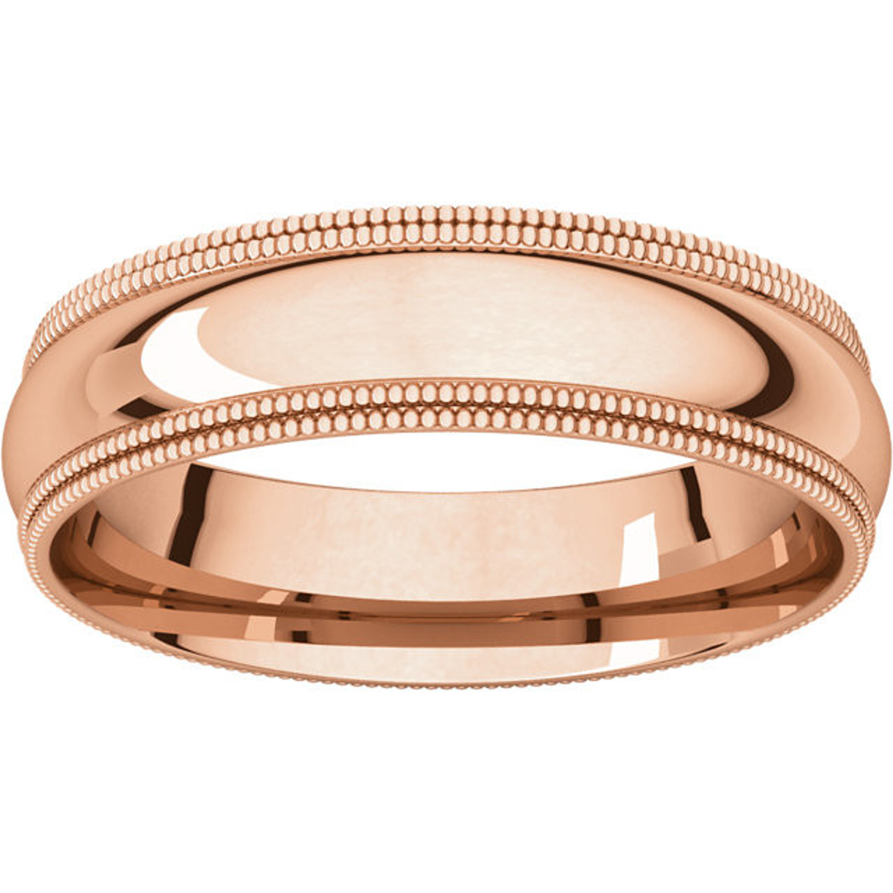 14k Rose Gold 4mm High Polished Comfort Fit Double Milgrain Wedding Band 14k Rose Gold 4mm High Polished Comfort Fit Double Milgrain Wedding Band