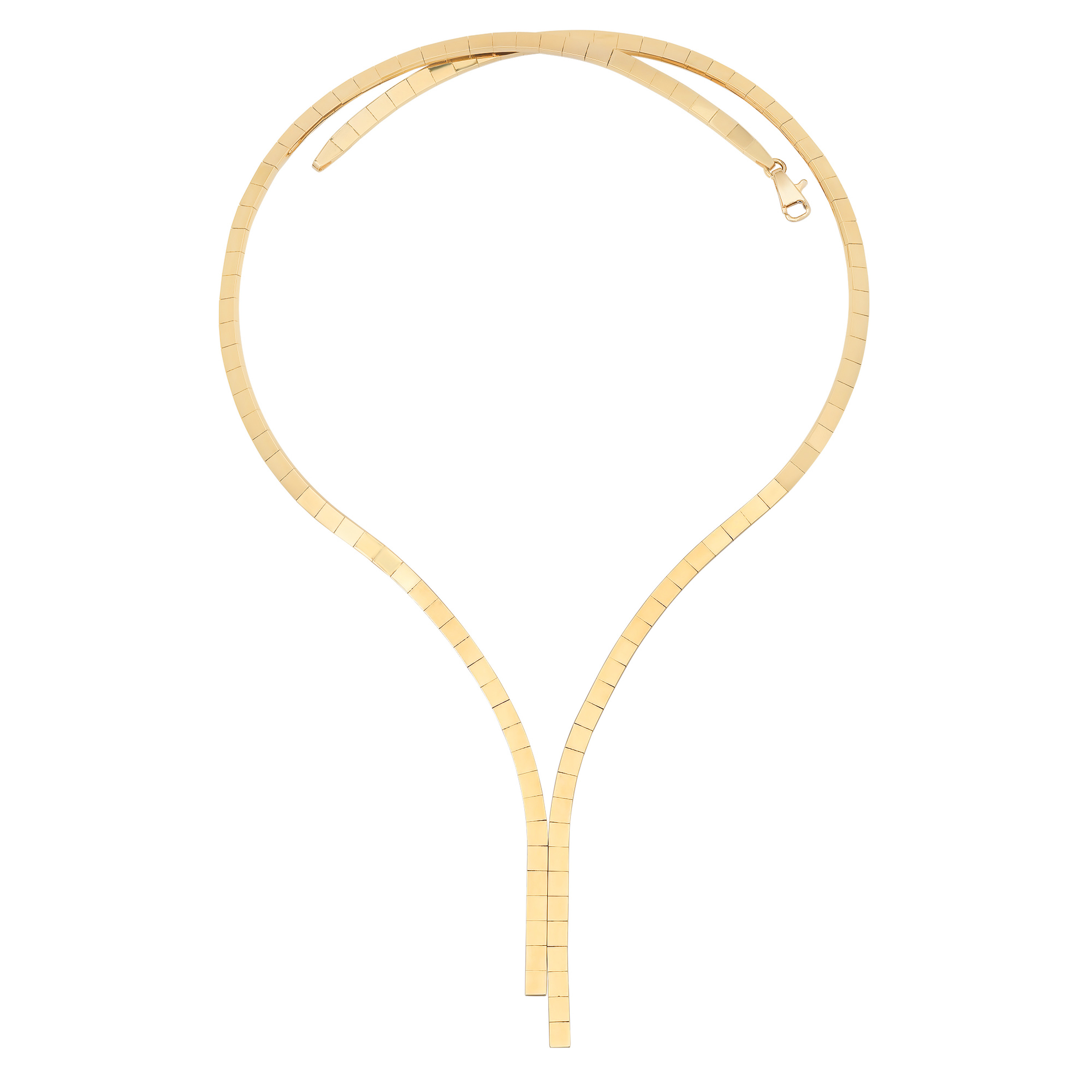 14k Gold 3.3mm Flat Brick Lariat Omega Necklace 17 Inches 14k Gold 3.3mm Flat Brick Lariat Omega Necklace 17 Inches