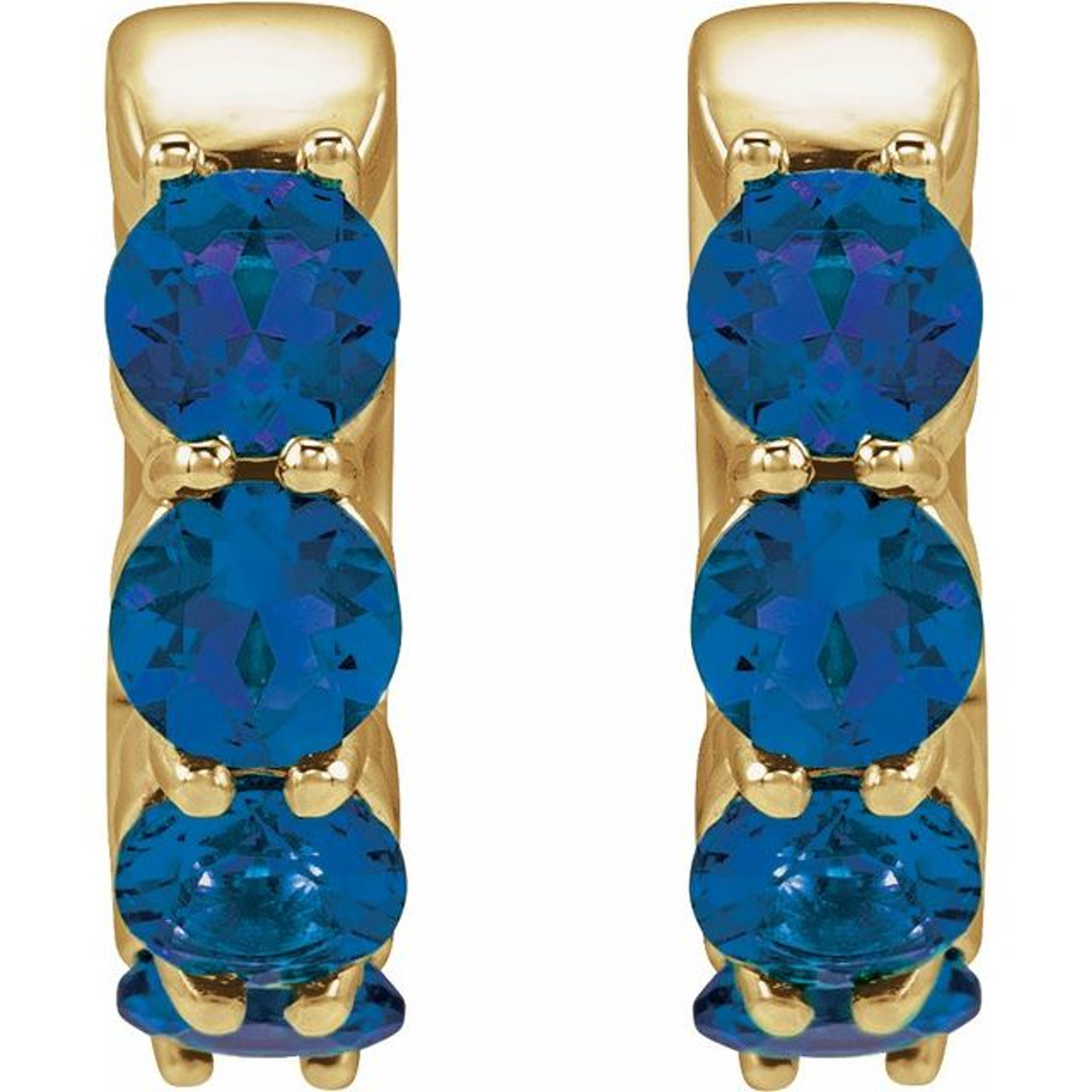 14K Yellow Gold 0.65 ct. Lab Grown, Sapphire, Ruby, Emerald, or Diamond Huggie Hoop Earrings 14K Yellow Gold 0.65 ct. Lab Grown, Sapphire, Ruby, Emerald, or Diamond Huggie Hoop Earrings