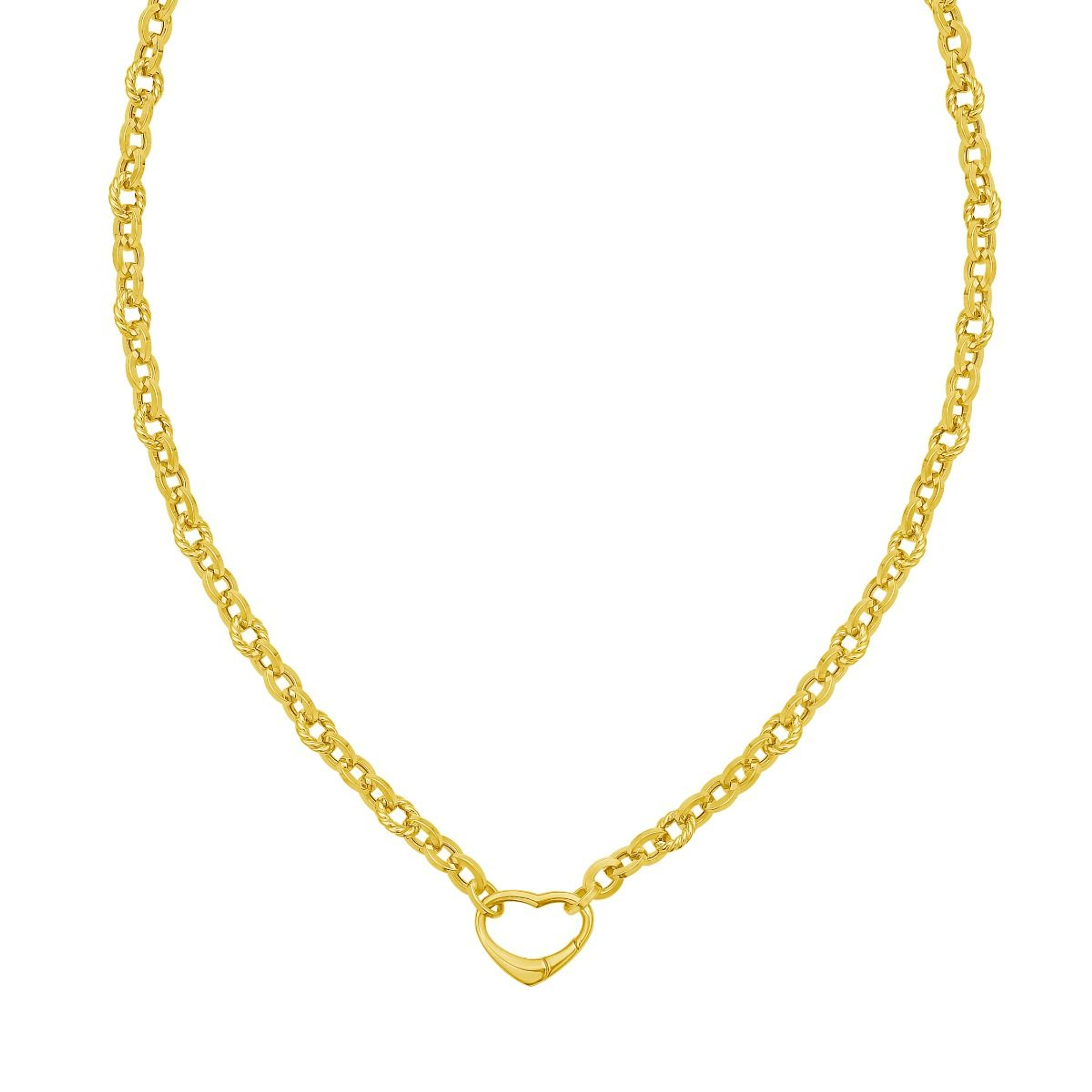 14k Yellow Gold 5.8mm Rolo Heart Charm Necklace 18 inches 14k Yellow Gold 5.8mm Rolo Heart Charm Necklace 18 inches