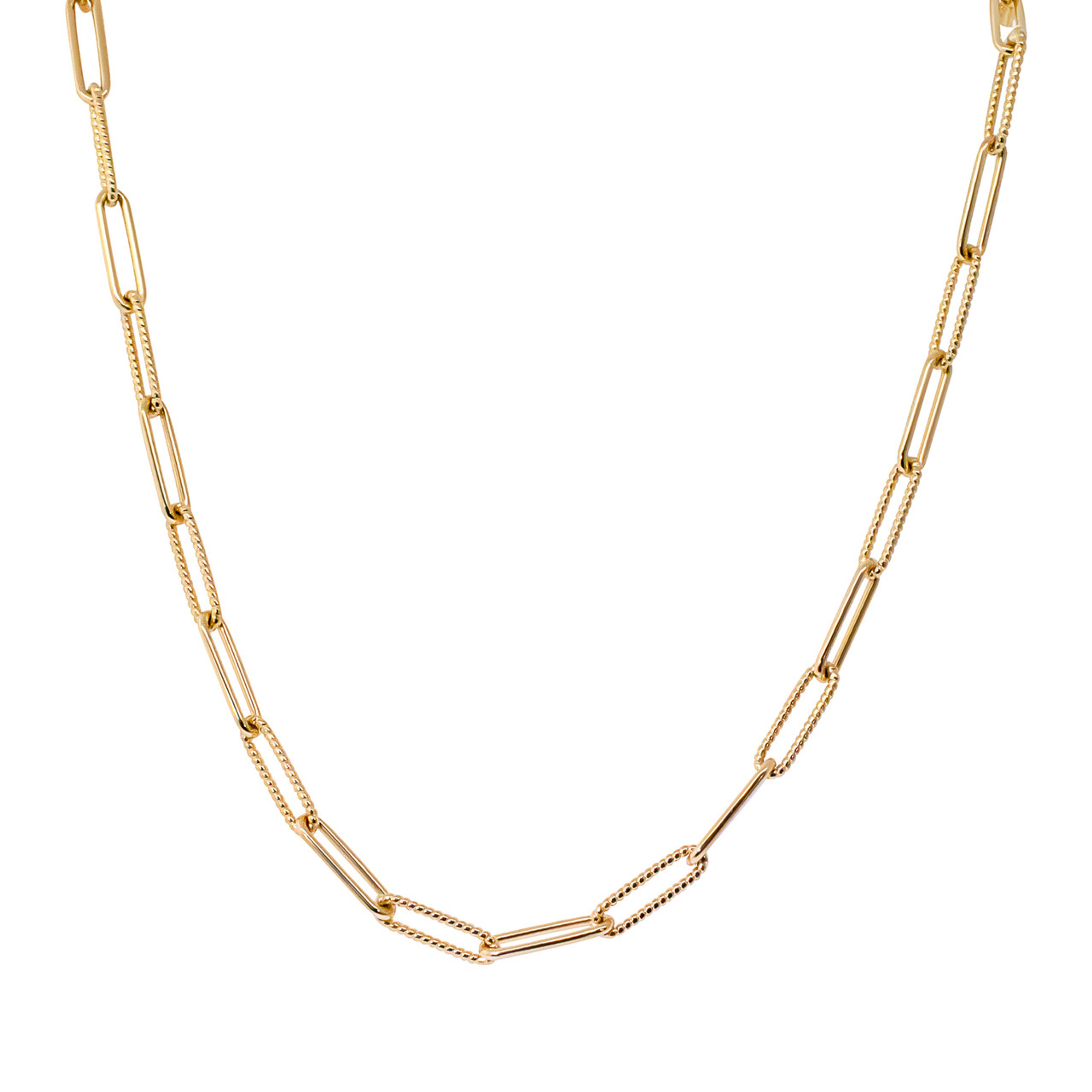 14k Yellow Gold 3.5mm Alternating Paper Clip Bracelet 7.5 Inches 14k Yellow Gold 3.5mm Alternating Paper Clip Bracelet 7.5 Inches