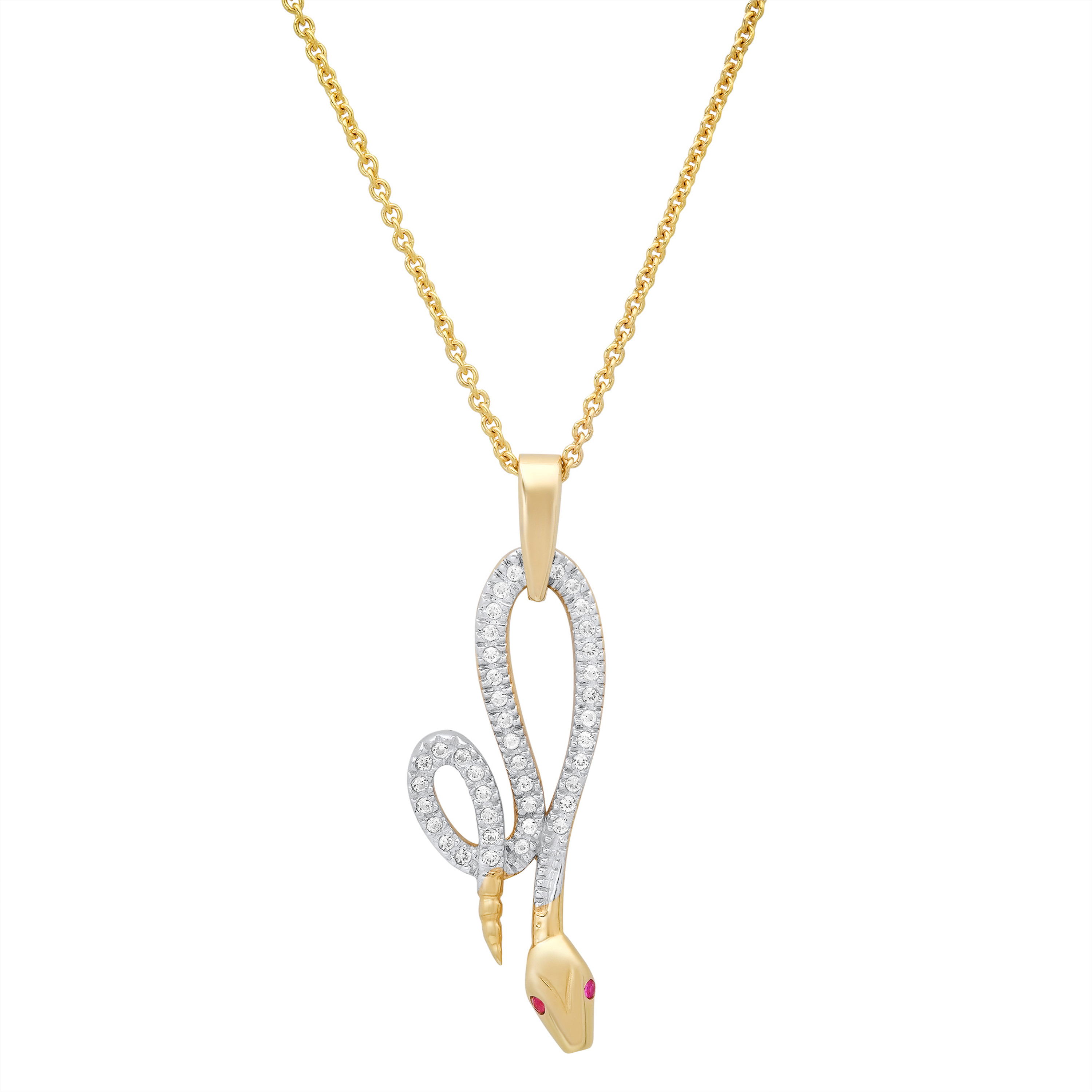 14k Gold 30mm 1/4 CT Natural Diamond Snake Necklace 18 inches 14k Gold 30mm 1/4 CT Natural Diamond Snake Necklace 18 inches