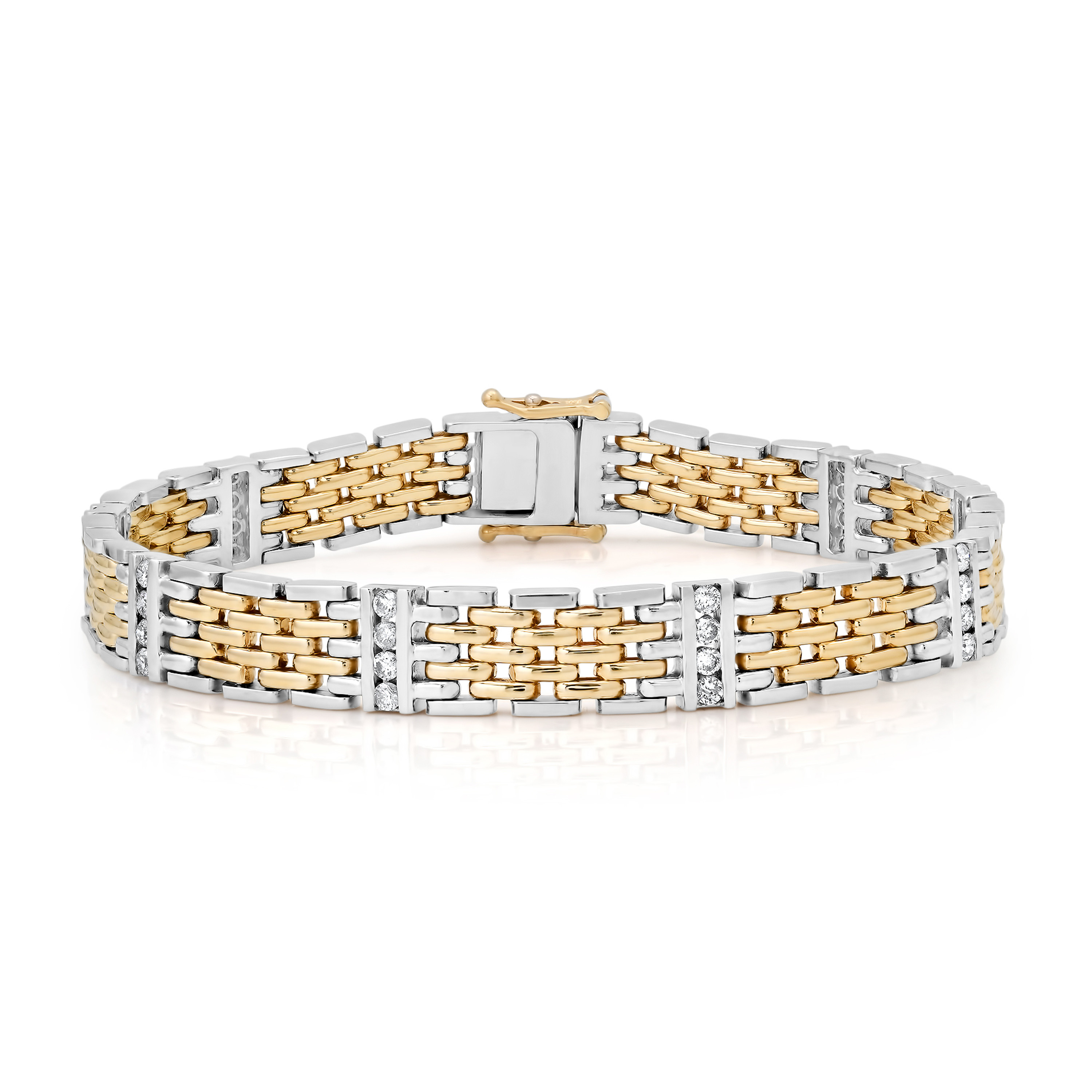 14K Gold 10.0mm 1.25 ct Natural Diamond Bracelet 9.0 Inches