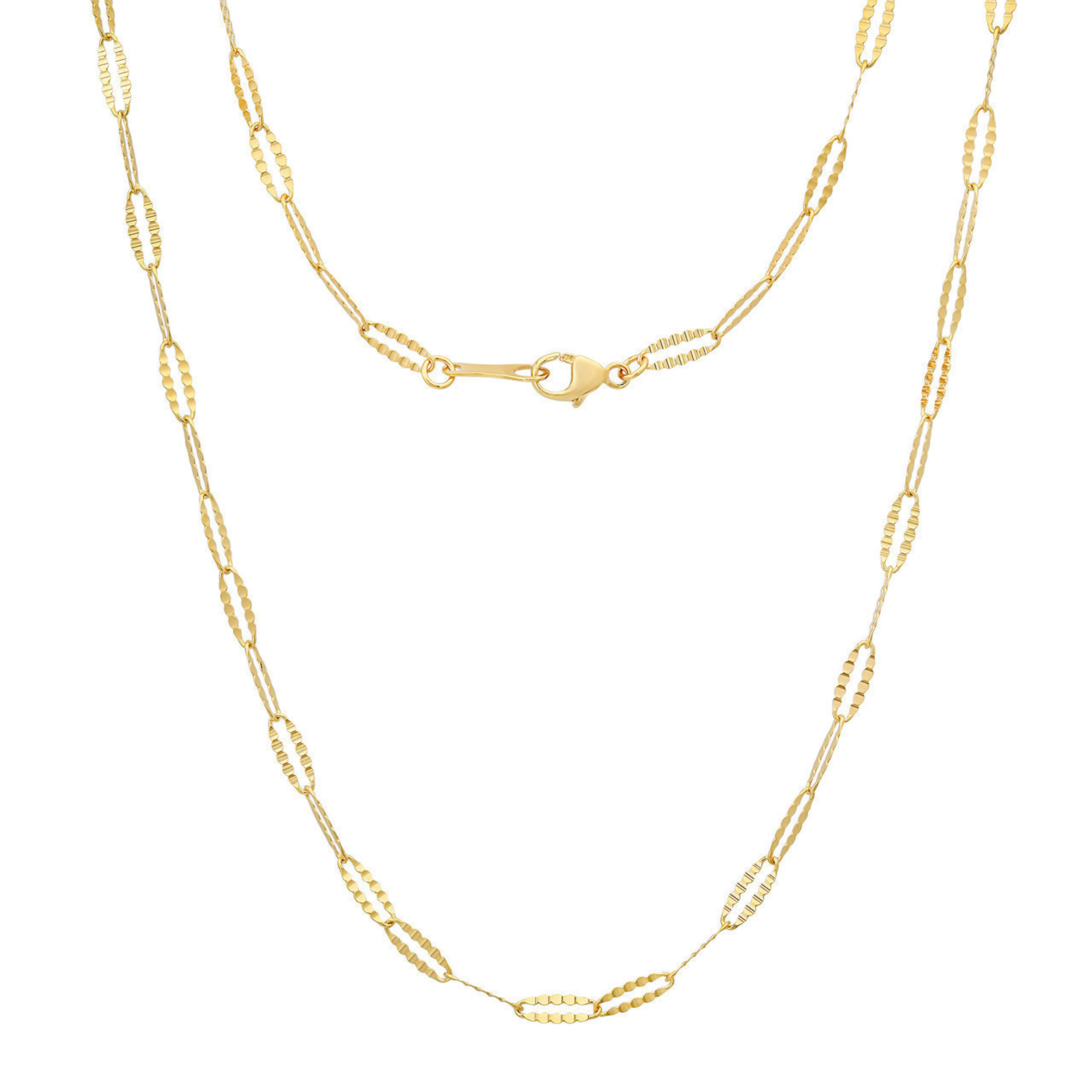 18k Yellow Gold Diamond Cut Paper Clip Link Chain, 2.3mm 30 Inches 18k Yellow Gold Diamond Cut Paper Clip Link Chain, 2.3mm 30 Inches