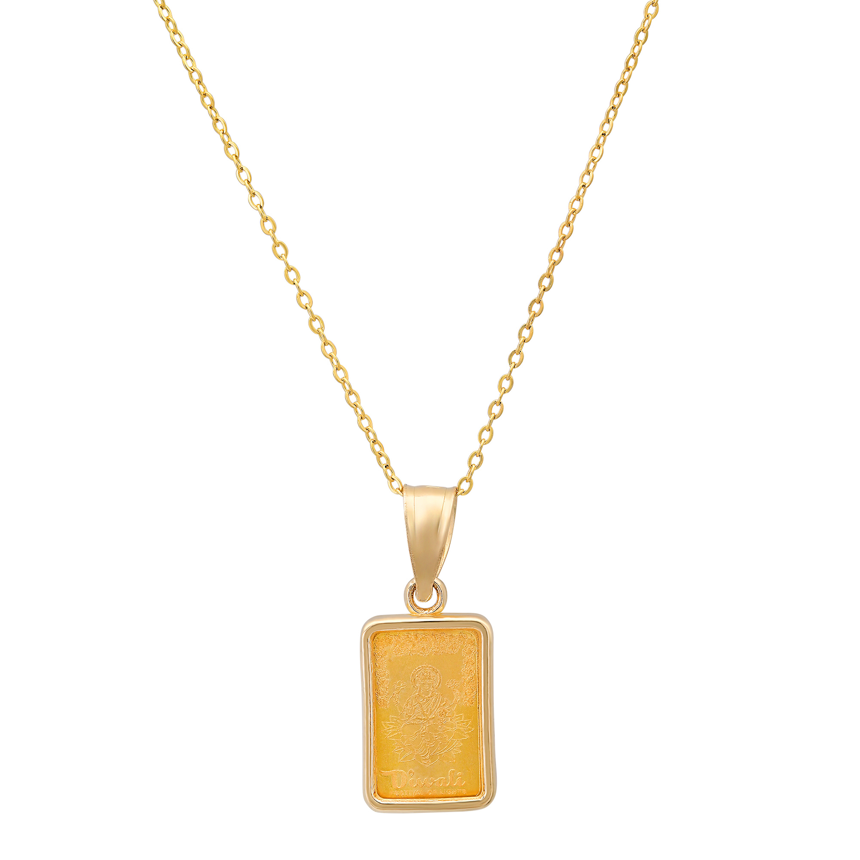 24k Gold 1 Gram Mini Pamp Suisse .999 Diwali Petit Necklace 10mm x 7mm 24k Gold 1 Gram Mini Pamp Suisse .999 Diwali Petit Necklace 10mm x 7mm