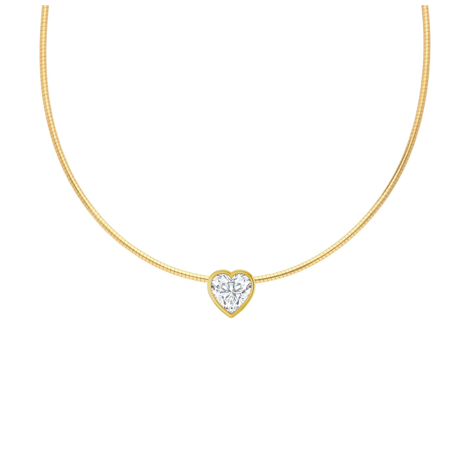 14K Yellow Gold Heart Shaped Lab Diamond Slide Necklace – 2.00 CTW