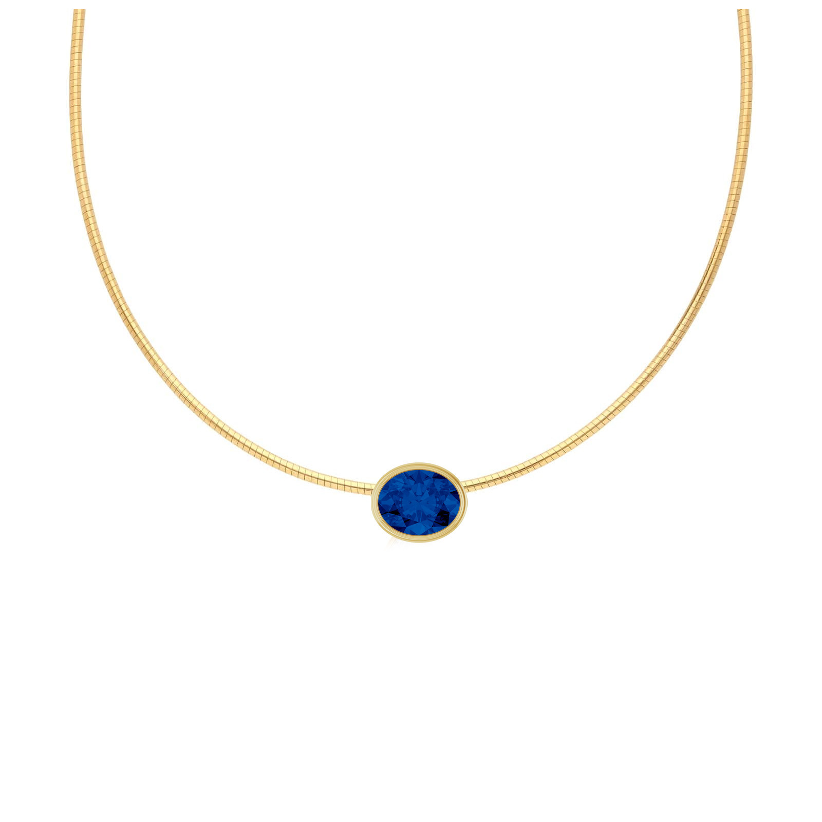 14K Yellow Gold Oval Lab Sapphire Slide Necklace – 2.00 CTW