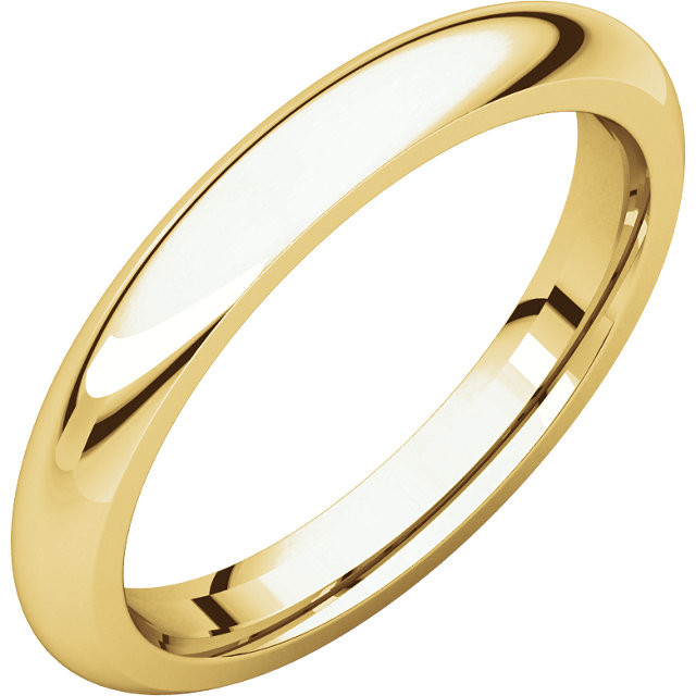 14k Gold 3mm High Polished Regular Comfort Fit Wedding Band