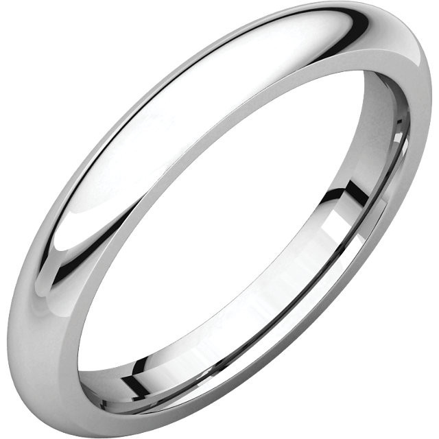 14k White Gold 3mm High Polished Regular Comfort Fit Wedding Band
