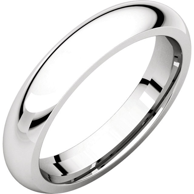 14k White Gold 4mm High Polished Regular Comfort Fit Wedding Band