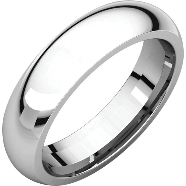 14k White Gold 5mm High Polished Regular Comfort Fit Wedding Band