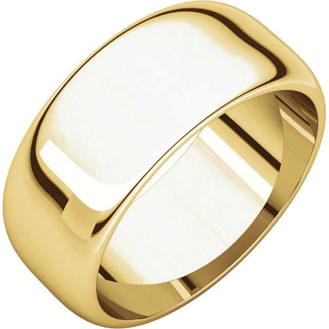 10k Yellow Gold 8mm. High Polished Regular Traditional Domed Wedding Band