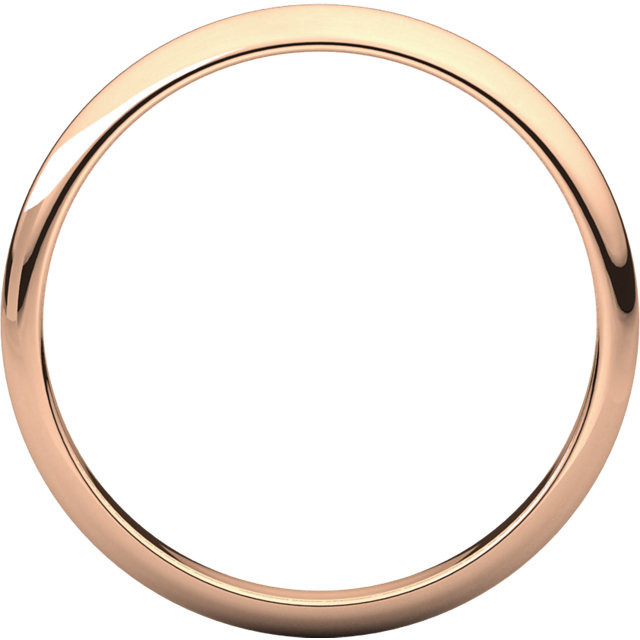14k Rose Gold 2.5 mm High Polished Regular Traditional Domed Wedding Band