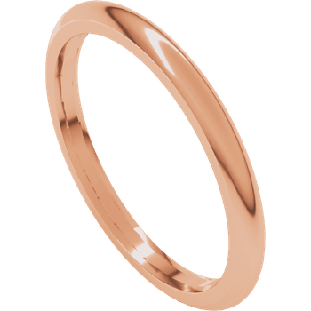 14k Rose Gold 2mm High Polished Domed Comfort fit Wedding Band