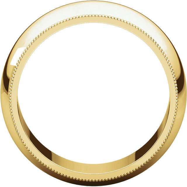 14k Yellow Gold 10mm High Polished Regular Traditional Milgrain Wedding Band