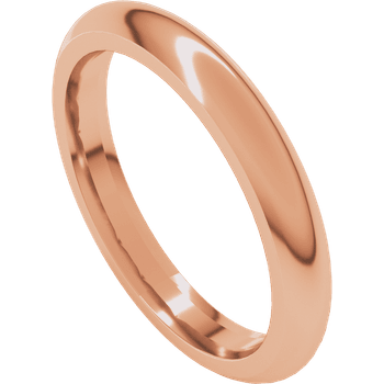 14k Rose Gold 3mm High Polished Regular Domed Comfort Fit Wedding Band