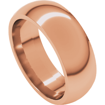 14k Rose Gold 7mm High Polished Regular Domed Comfort Fit Wedding Band