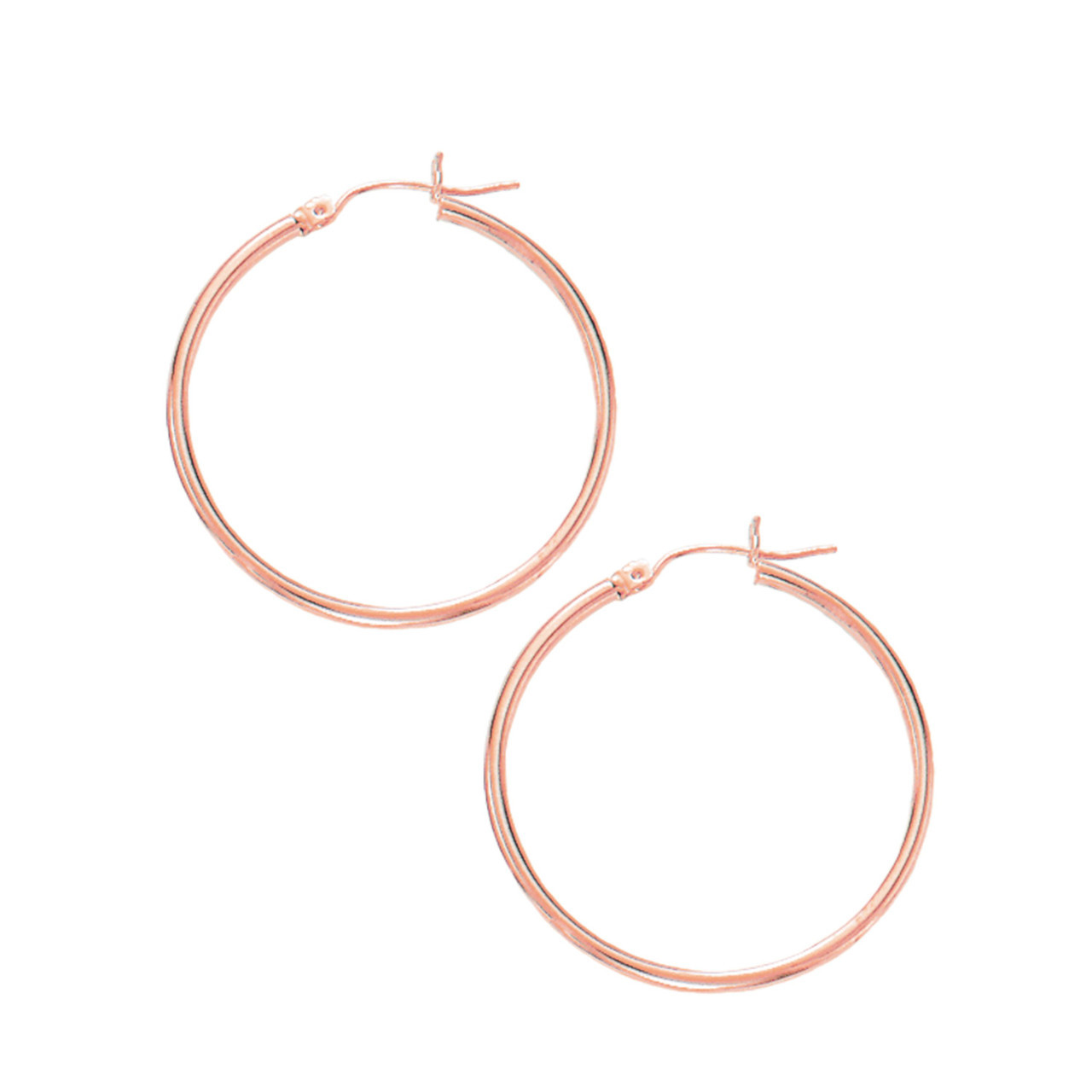 14k Rose Gold 2.5mm High Polish 15mm Hoop Earrings
