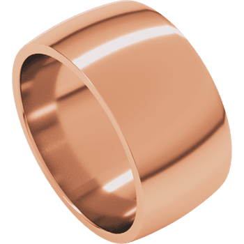 14k Rose Gold 10mm High Polished Regular Domed Comfort Fit Wedding Band