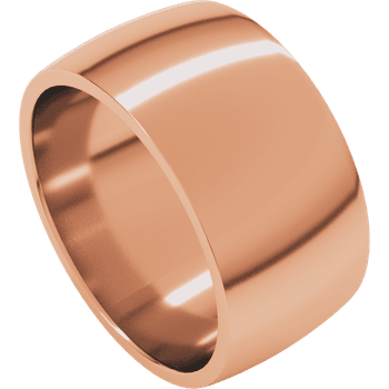 14k Rose Gold 10mm High Polished Regular Domed Comfort Fit Wedding Band