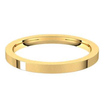 14k Gold 2mm High Polished Regular Flat Comfort fit Wedding Band