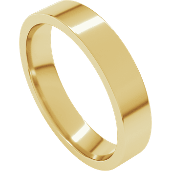 14k Gold 4mm High Polished Flat Comfort Fit Wedding Band