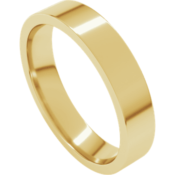 14k Gold 4mm High Polished Regular Flat Comfort Fit Wedding Band