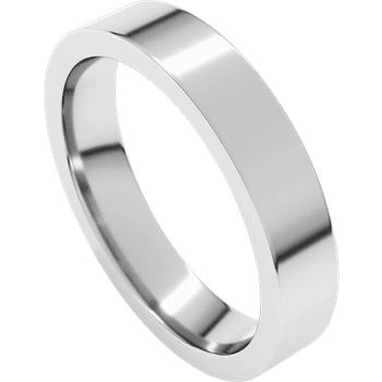 14k White Gold 4mm High Polished Regular Flat Comfort Fit Wedding Band