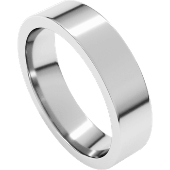 14k White Gold 5mm High Polished Regular Flat Comfort Fit Wedding Band