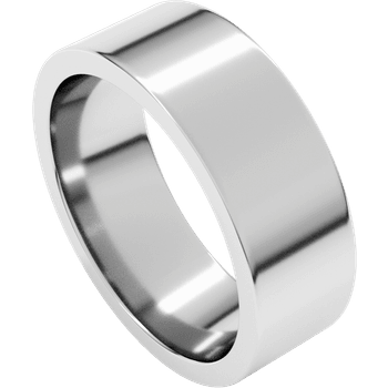 14k White Gold 7mm High Polished Regular Flat Comfort Fit Wedding Band