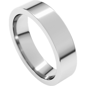 14K White Gold 5mm High Polished Flat Comfort Fit Wedding Band