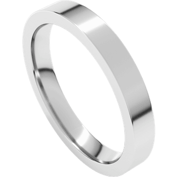 14K White Gold 3mm High Polished Flat Comfort Fit Wedding Band