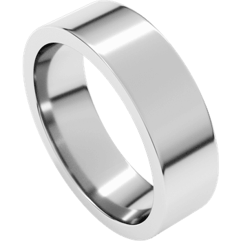 14K White Gold 6mm High Polished Flat Comfort Fit Wedding Band