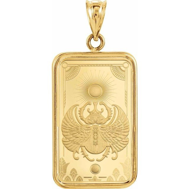 24k Gold 5 Gram Pamp Suisse Lucky Scarab Encased in 14K Gold
