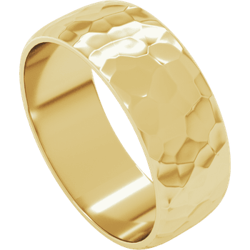 14k Gold 7mm Regular Hammer Finish Wedding Band