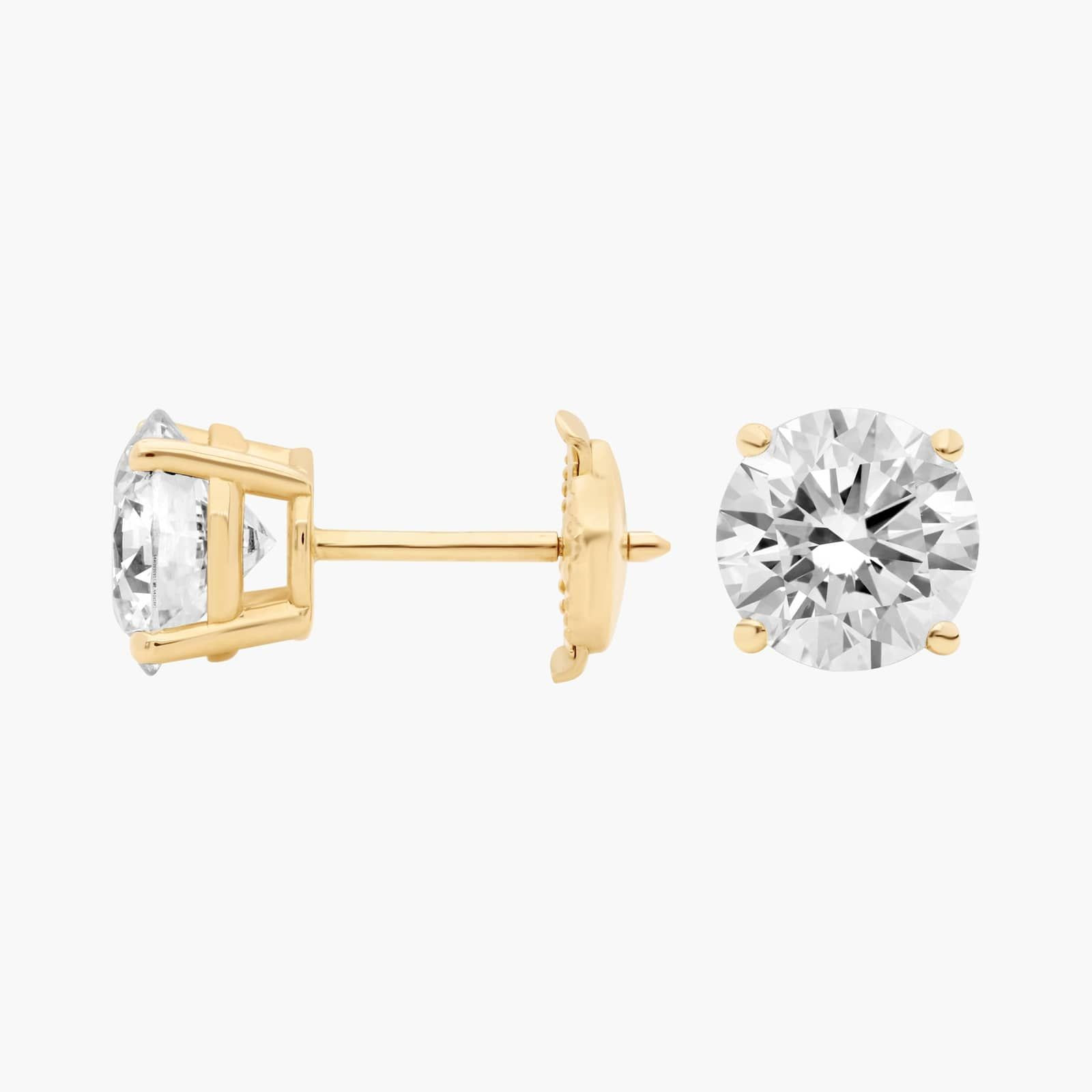 14K Yellow Gold 3.00 Ct Round Brilliant Cut  Lab Grown Diamond Earrings