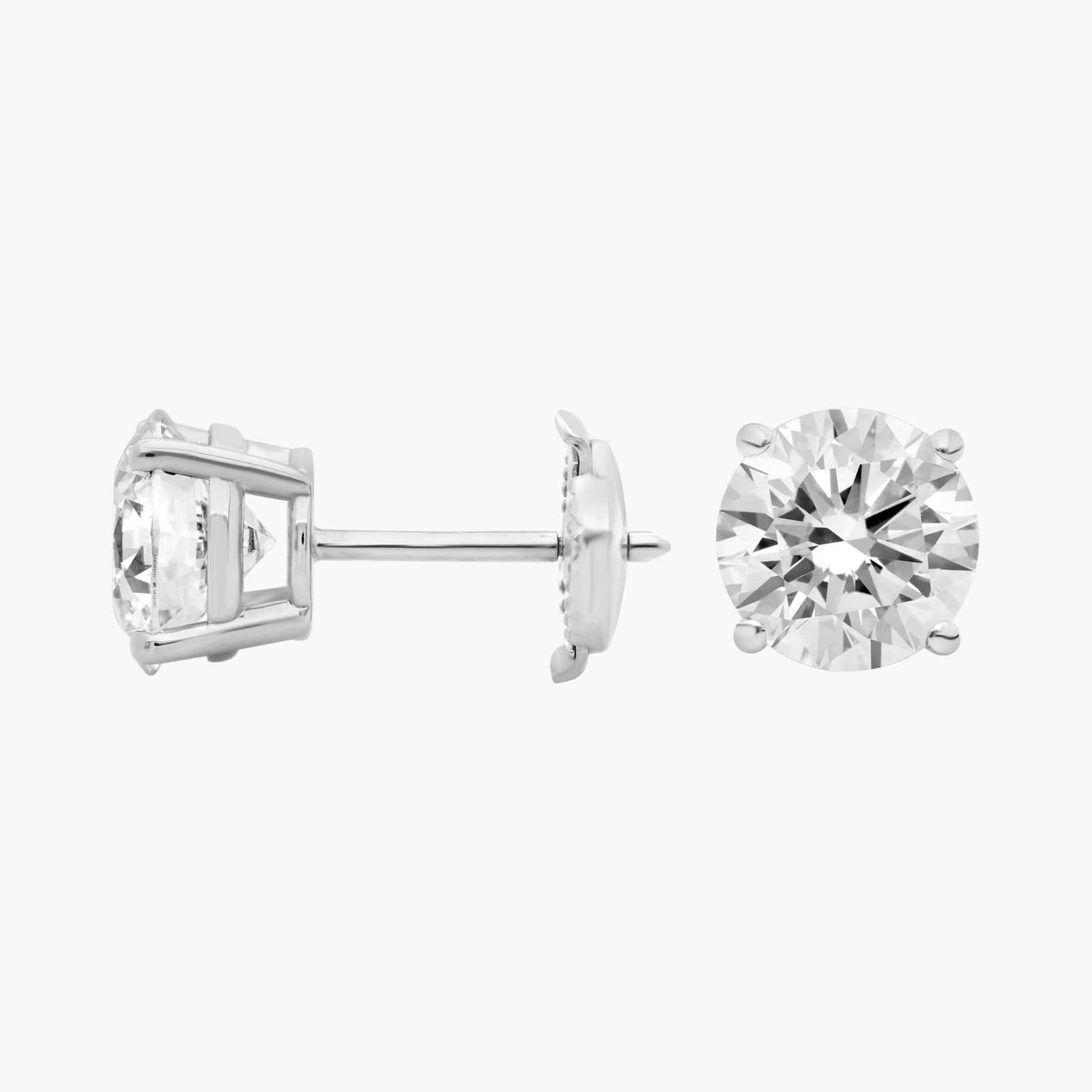 14K White Gold 3.00 Ct Round Brilliant Cut  Lab Grown Diamond Earrings