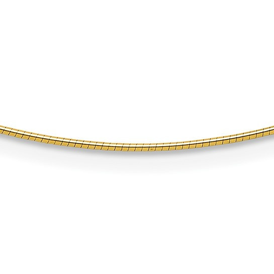 18k Gold 1.2mm Round Omega Necklace 18 Inches