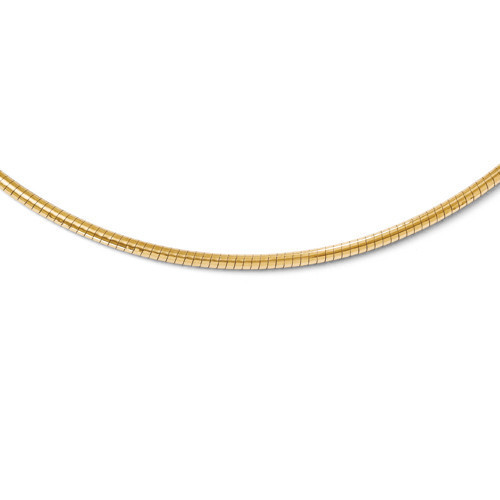 18k Gold 2.5mm Round Omega Necklace 18 Inches