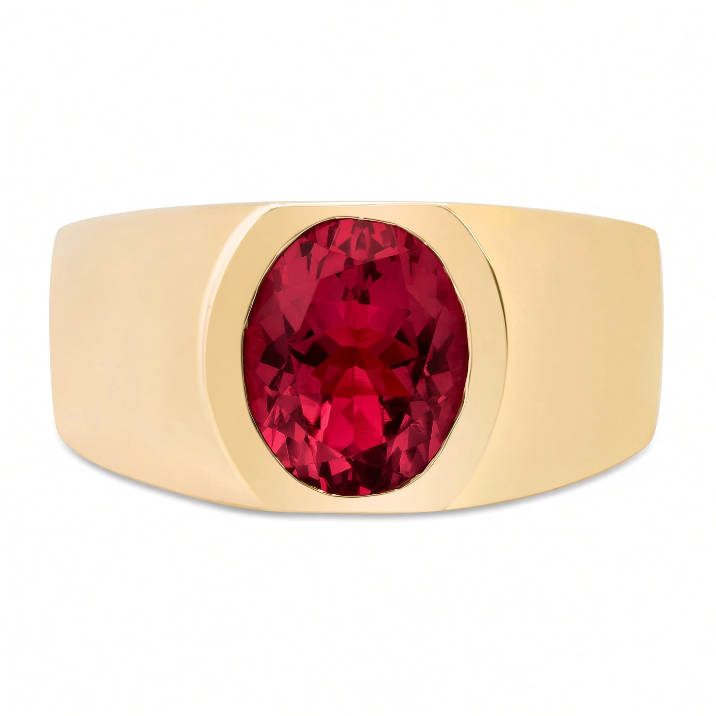 14K Yellow gold Lab Grown Ruby 2.5ct Ring 11.5mm