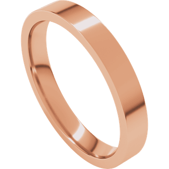14k Rose Gold 3mm High Polished Regular Flat Comfort Fit Wedding Band