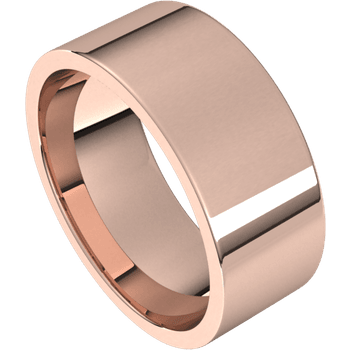 14K Rose Gold 8mm High Polished Regular Flat Comfort Fit Wedding Band