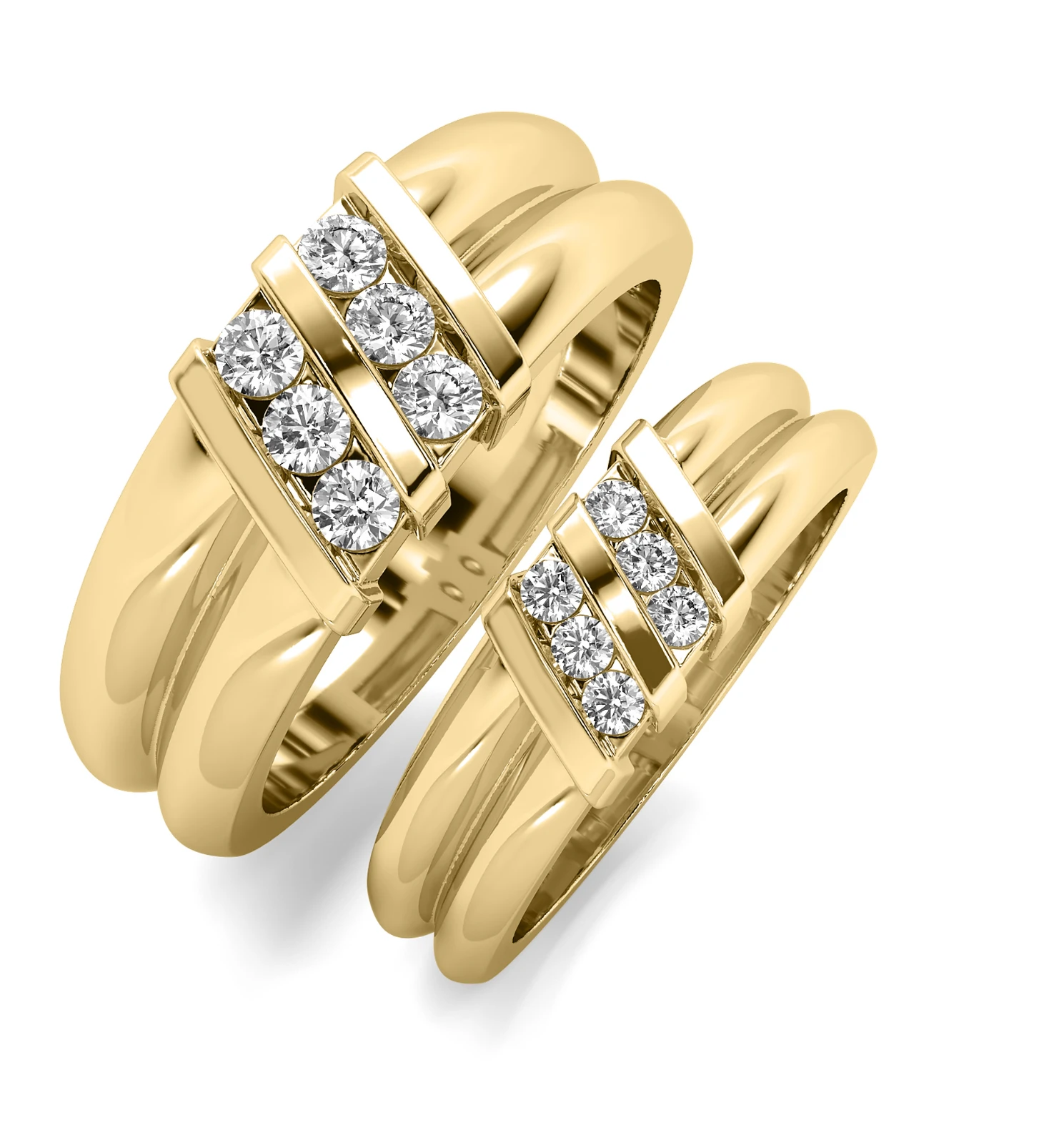 14k Gold Men's and Lady's  0.42Ct Natural Diamond Wedding Band Set