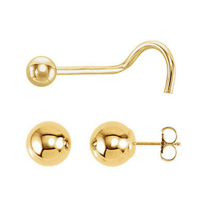 italia D'oro Flat Bead Stud Earrings 14K Yellow Gold