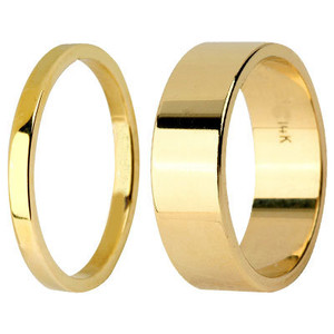 14k Yellow Gold Plain Wedding Band Flat Comfort Fit Plain Ring 3mm