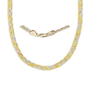 17-Inch 14K Gold 5-Strand Knot Mesh Necklace