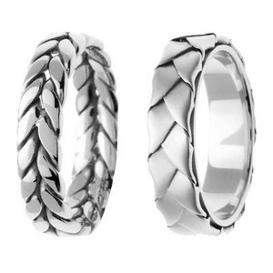  Handmade Wide Braided Ring, Unique Wedding Band Woman, White  Gold rings for women, twisted ring band : Handmade Products