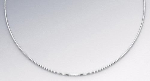 14k White Gold 1mm Round Omega Necklace 16 Inches
