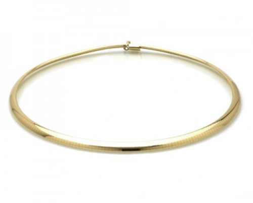 14K Yellow Gold 6mm Domed Omega Necklace 16 Inches